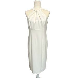 JULIA JORDAN White Midi Twist‎ Neck Sheath Dress Women’s Size 8